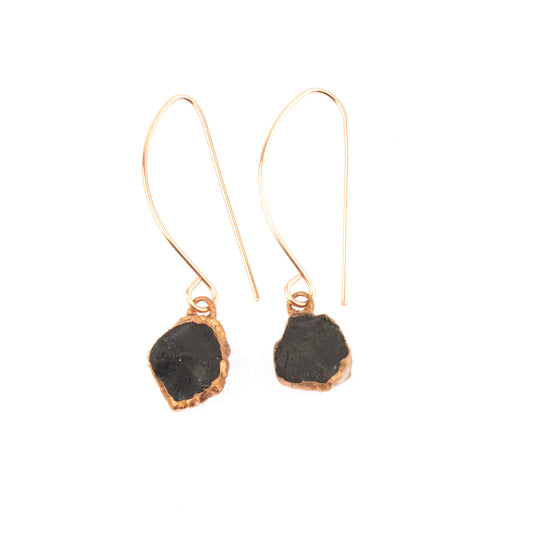 Large Black Tourmaline Long Dangly Earrings