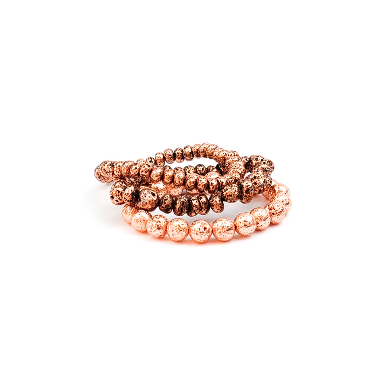 Copper Coated Round Lava Bead Bracelet