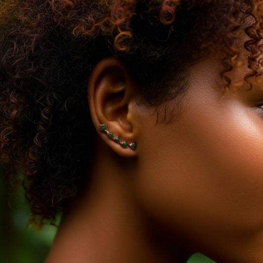 Birthstone Ear Climber Studs