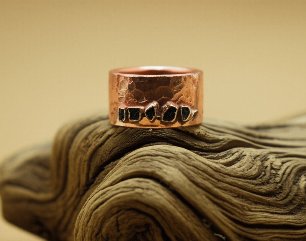 Chosen Stones Flat Hammered Ring