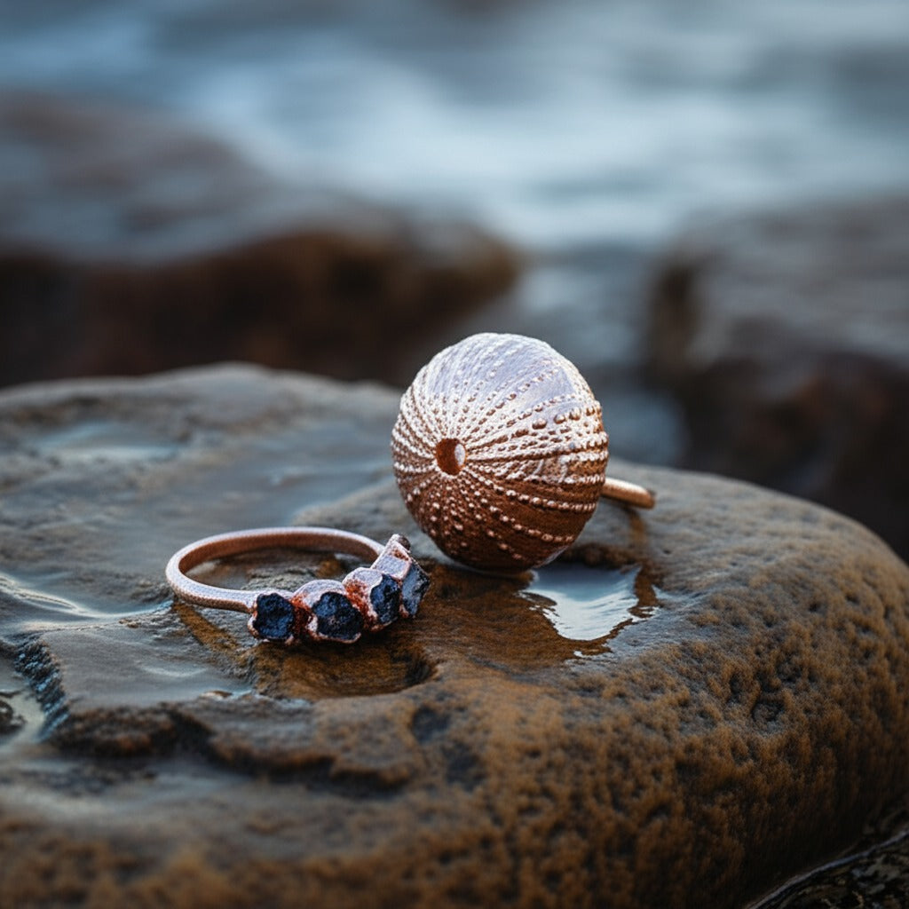 Urchin and Aquamarine Eternity Ring Combo
