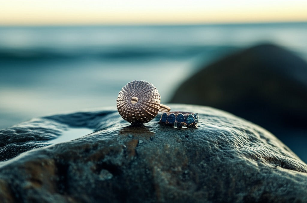 Urchin and Aquamarine Eternity Ring Combo