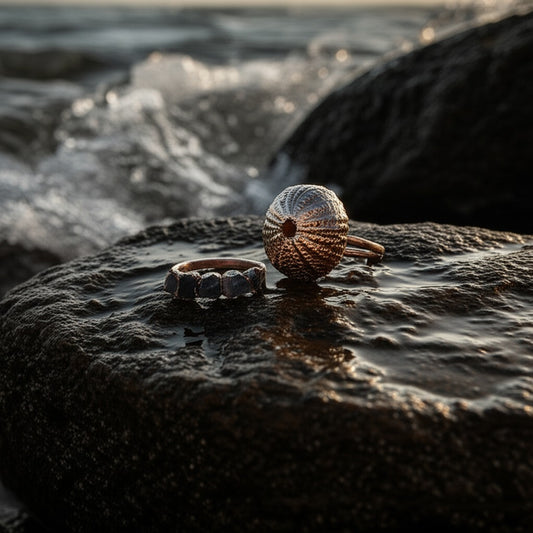 Urchin and Aquamarine Eternity Ring Combo