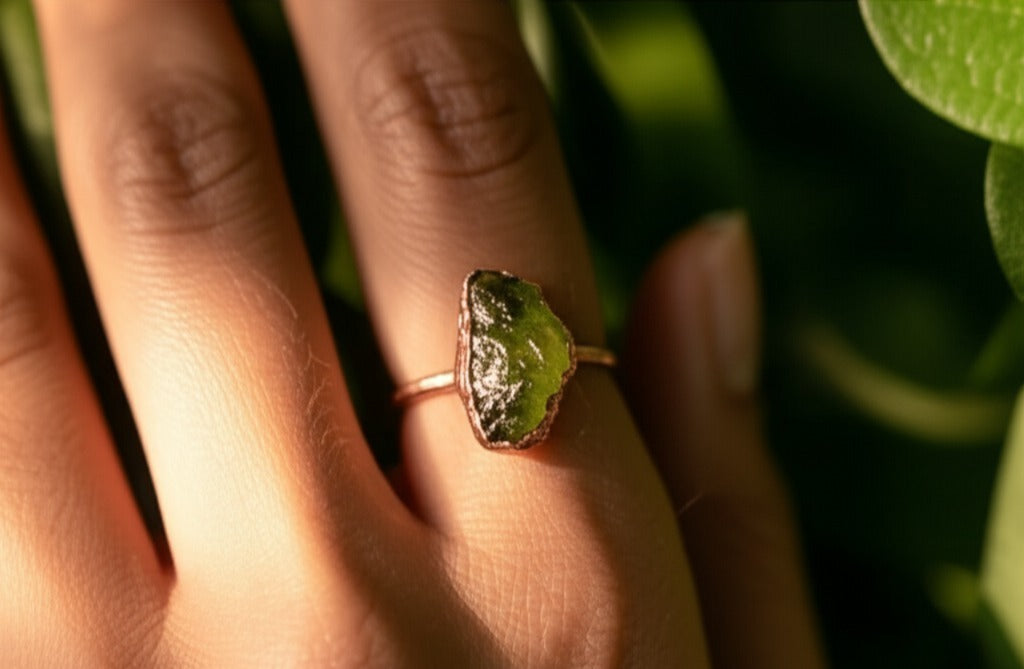 X Large Peridot Ring, Vertical (August Birthstone)