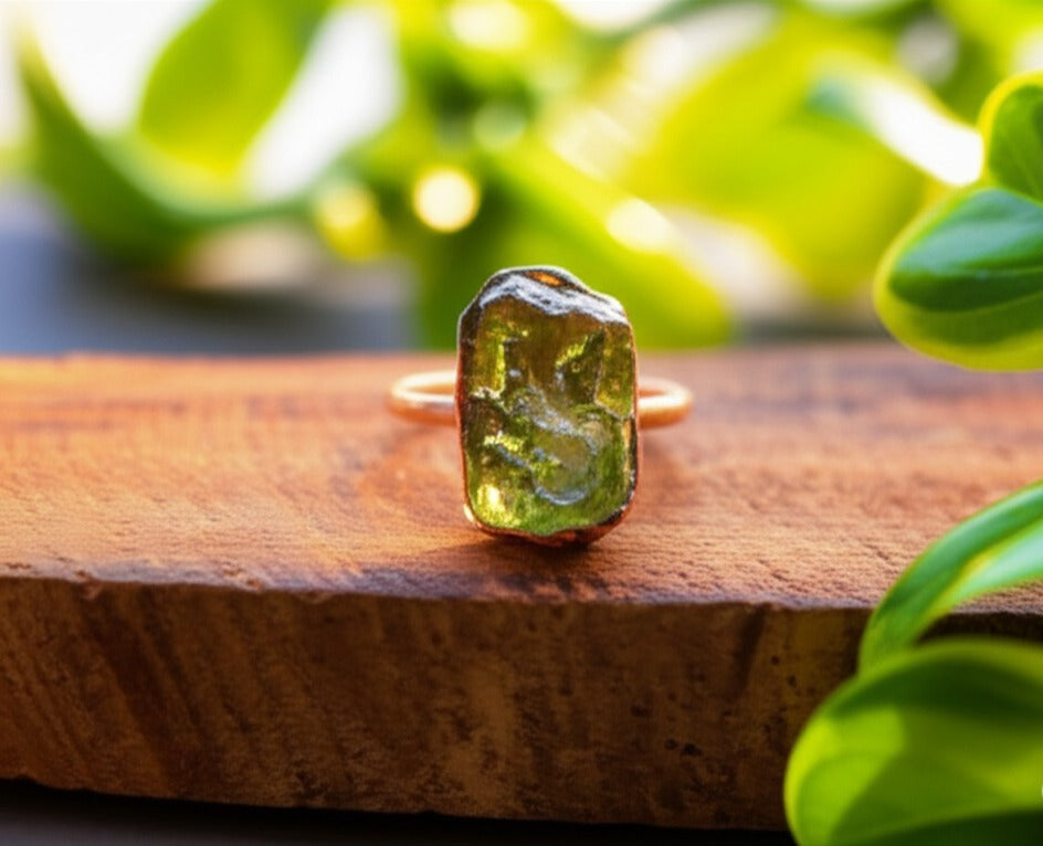 X Large Peridot Ring, Vertical (August Birthstone)