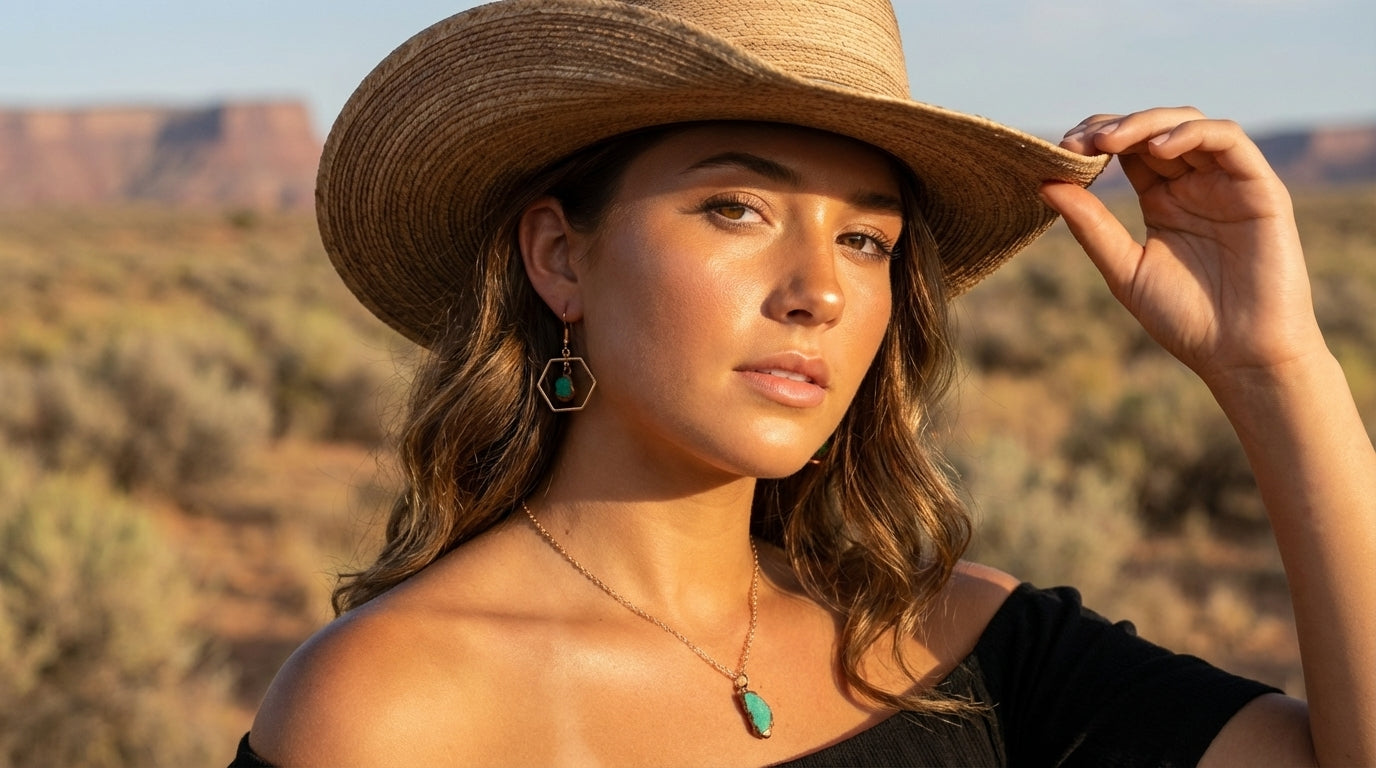 Turquoise Hexagon Earrings