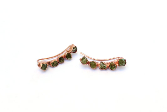 Peridot Ear Climber Studs