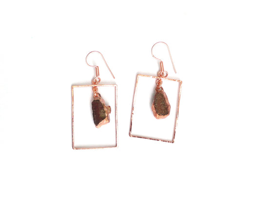 Ruby Rectangle Shape Gemstone Drop Earrings