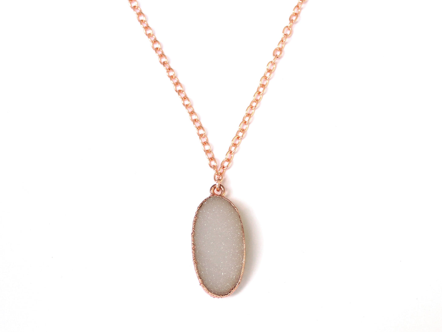 X Large Druzy Necklace, Vertical