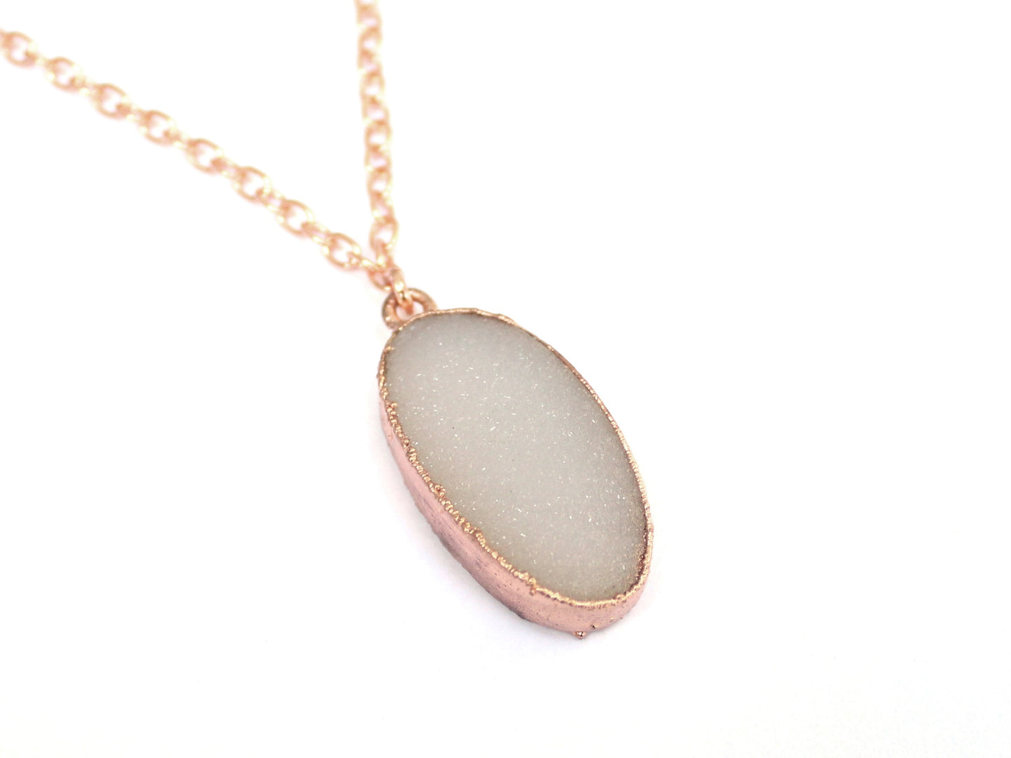 X Large Druzy Necklace, Vertical