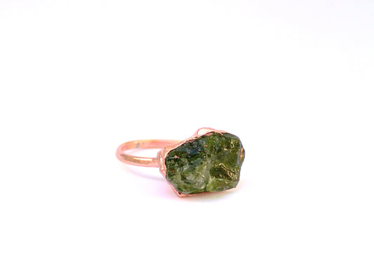 X Large Peridot Ring, Horizontal (August Birthstone)
