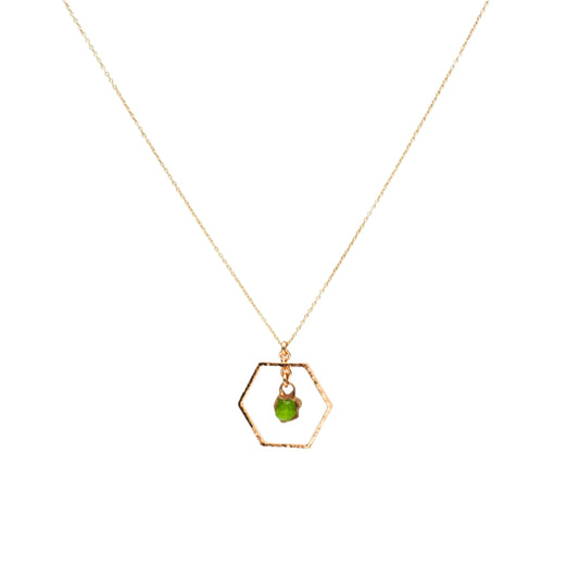 Peridot Hexagon Gemstone Necklace