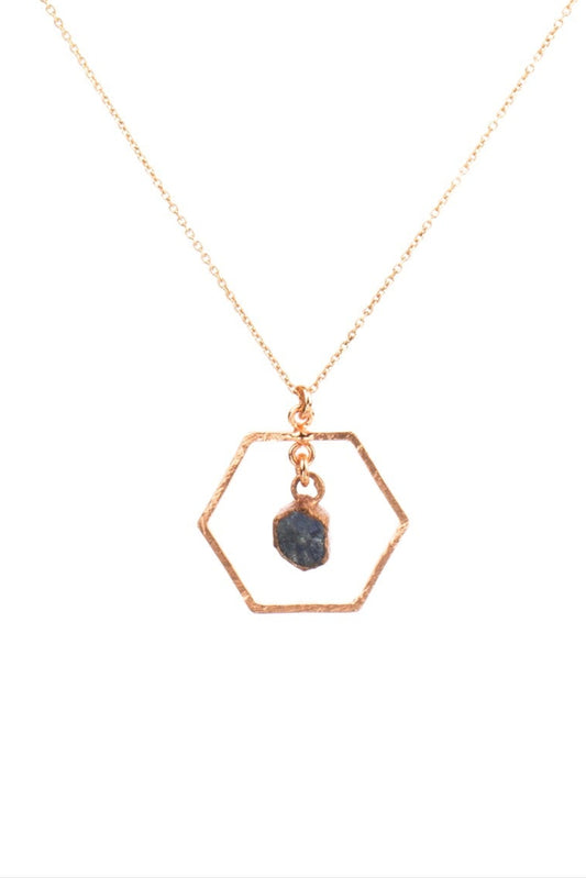 Sapphire Hexagon Gemstone Necklace