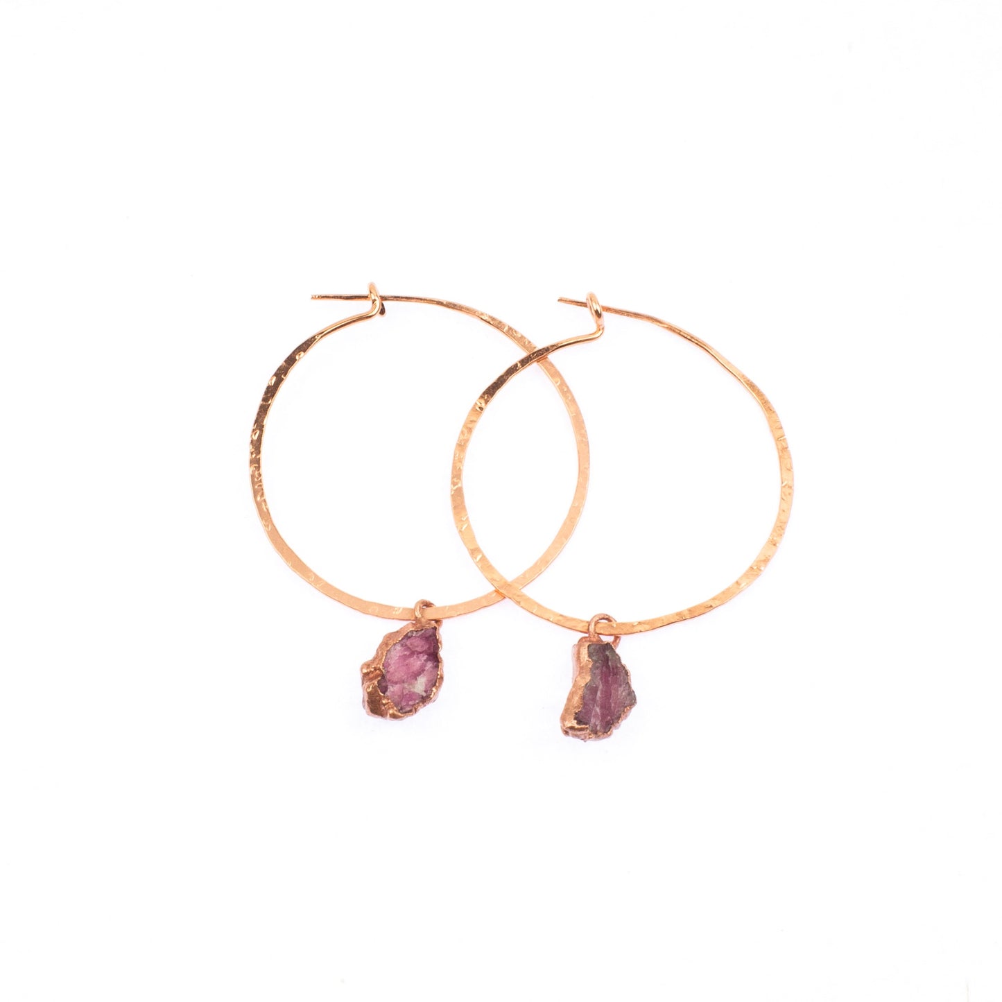 Large Pink Tourmaline Hoops