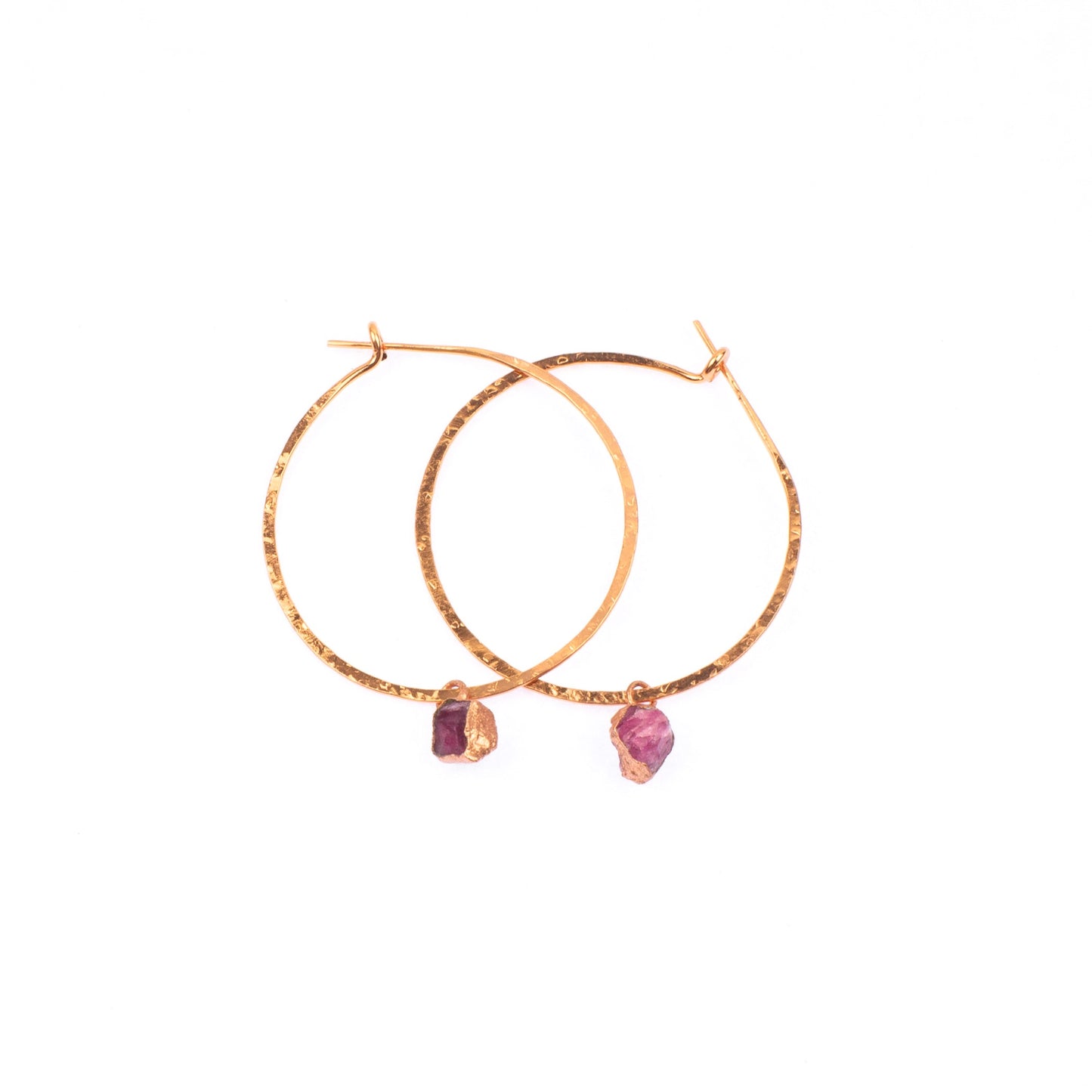 Large Pink Tourmaline Hoops
