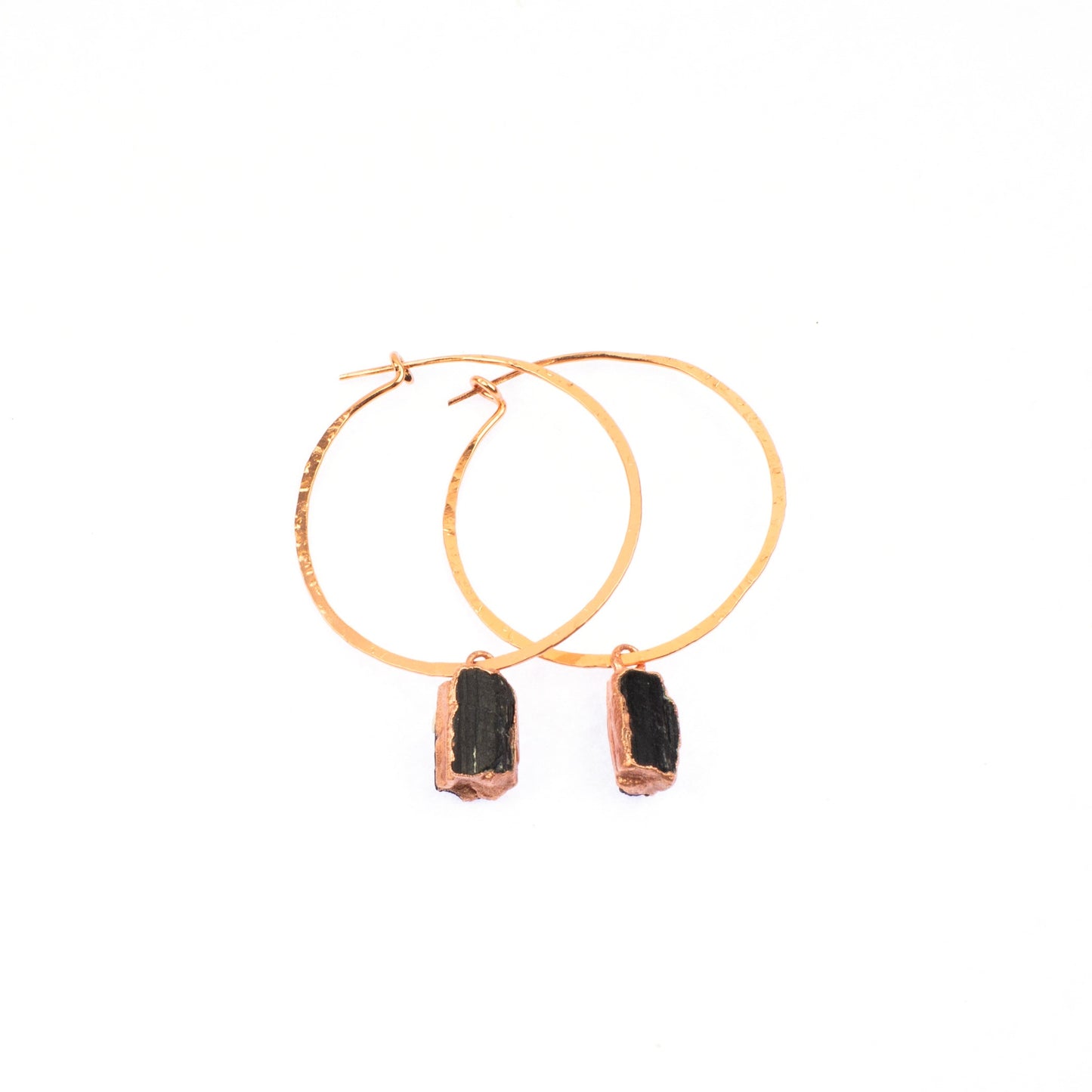 Large Black Tourmaline Hoops