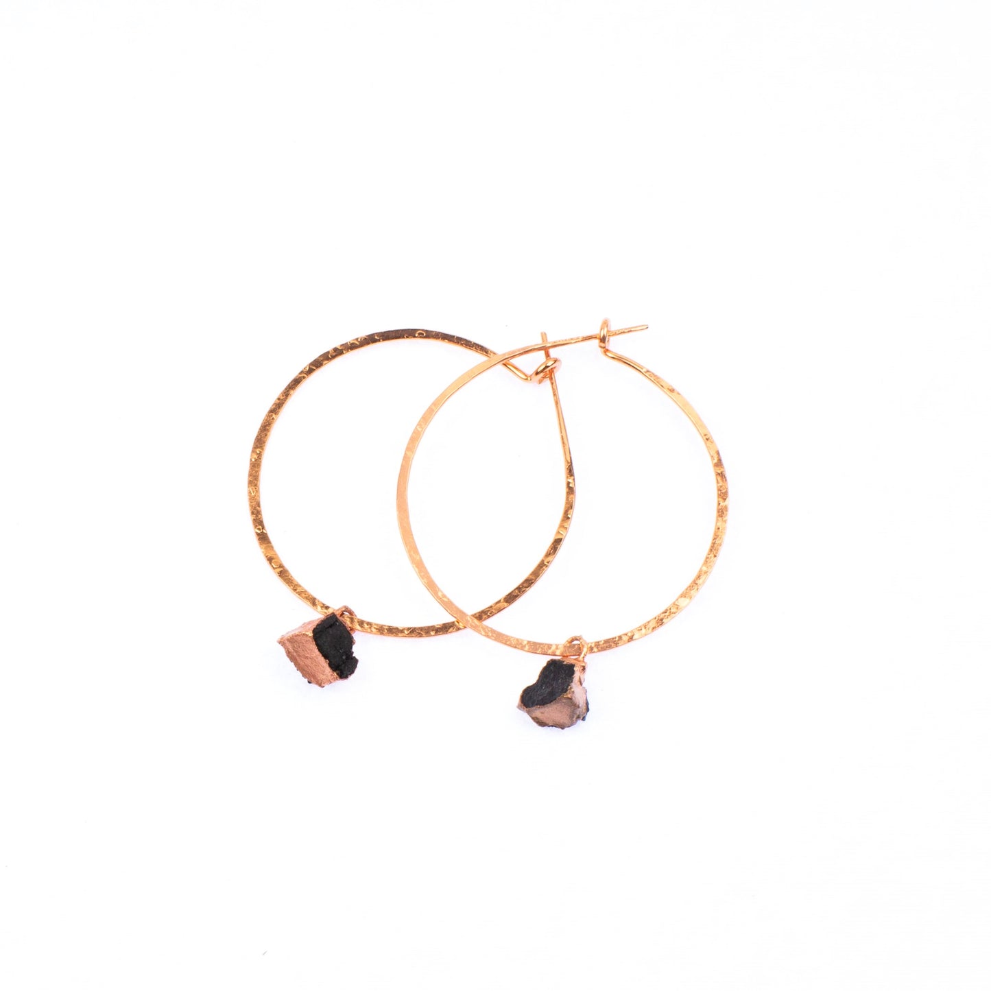 Large Black Tourmaline Hoops