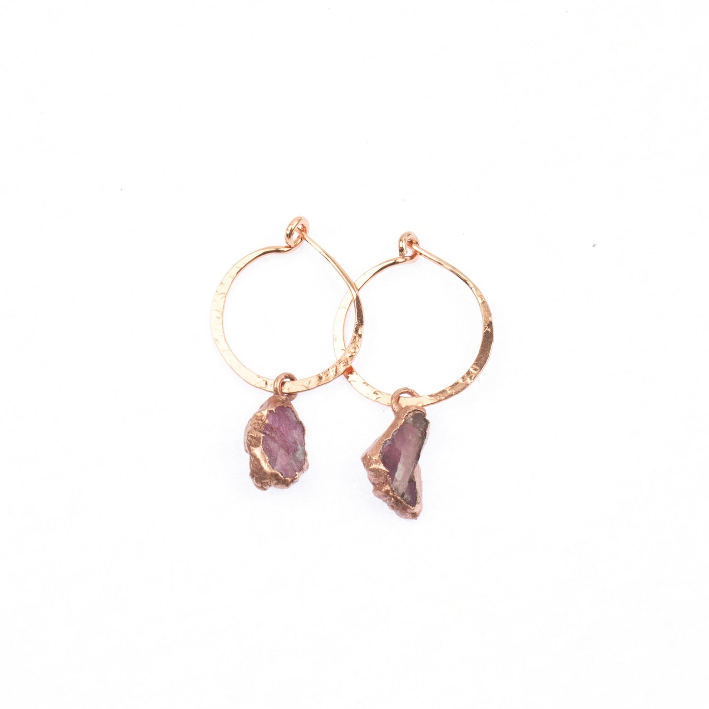 Small Pink Tourmaline Hoops