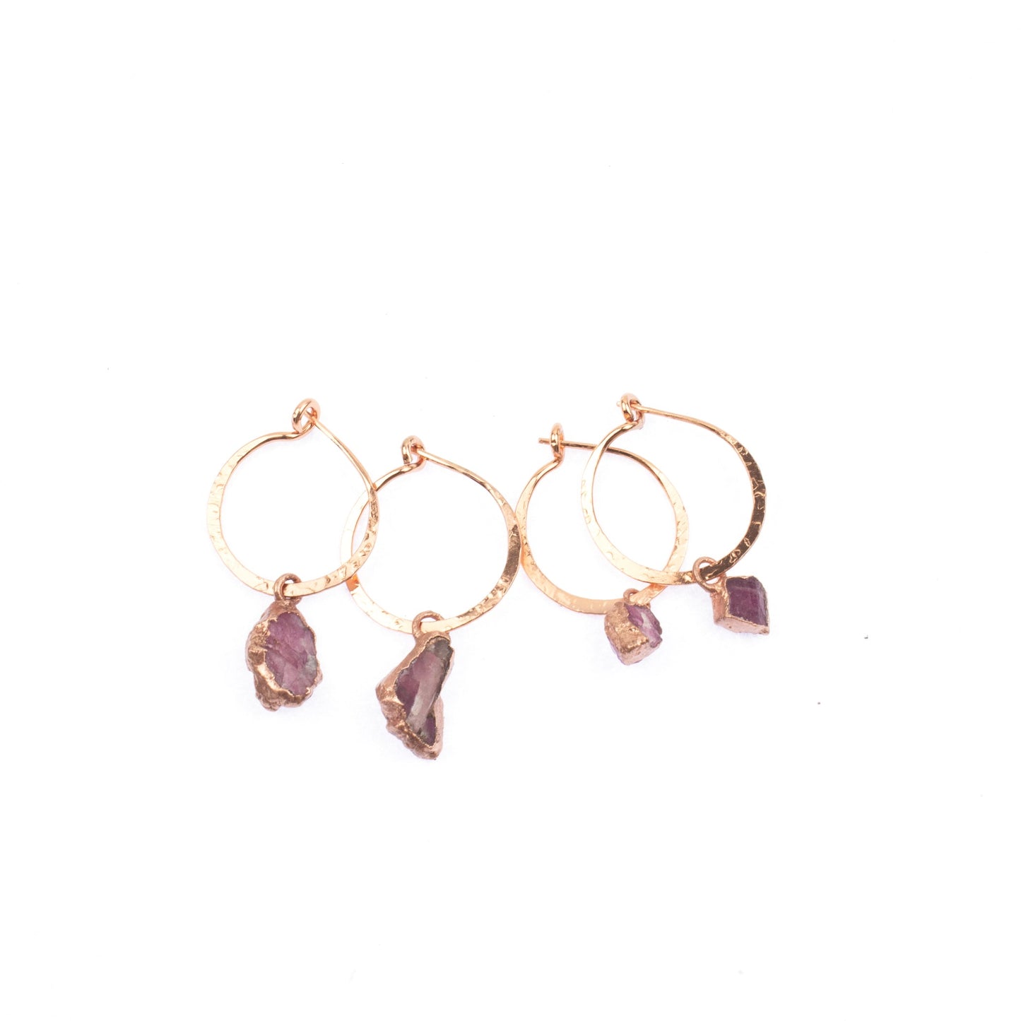 Small Pink Tourmaline Hoops