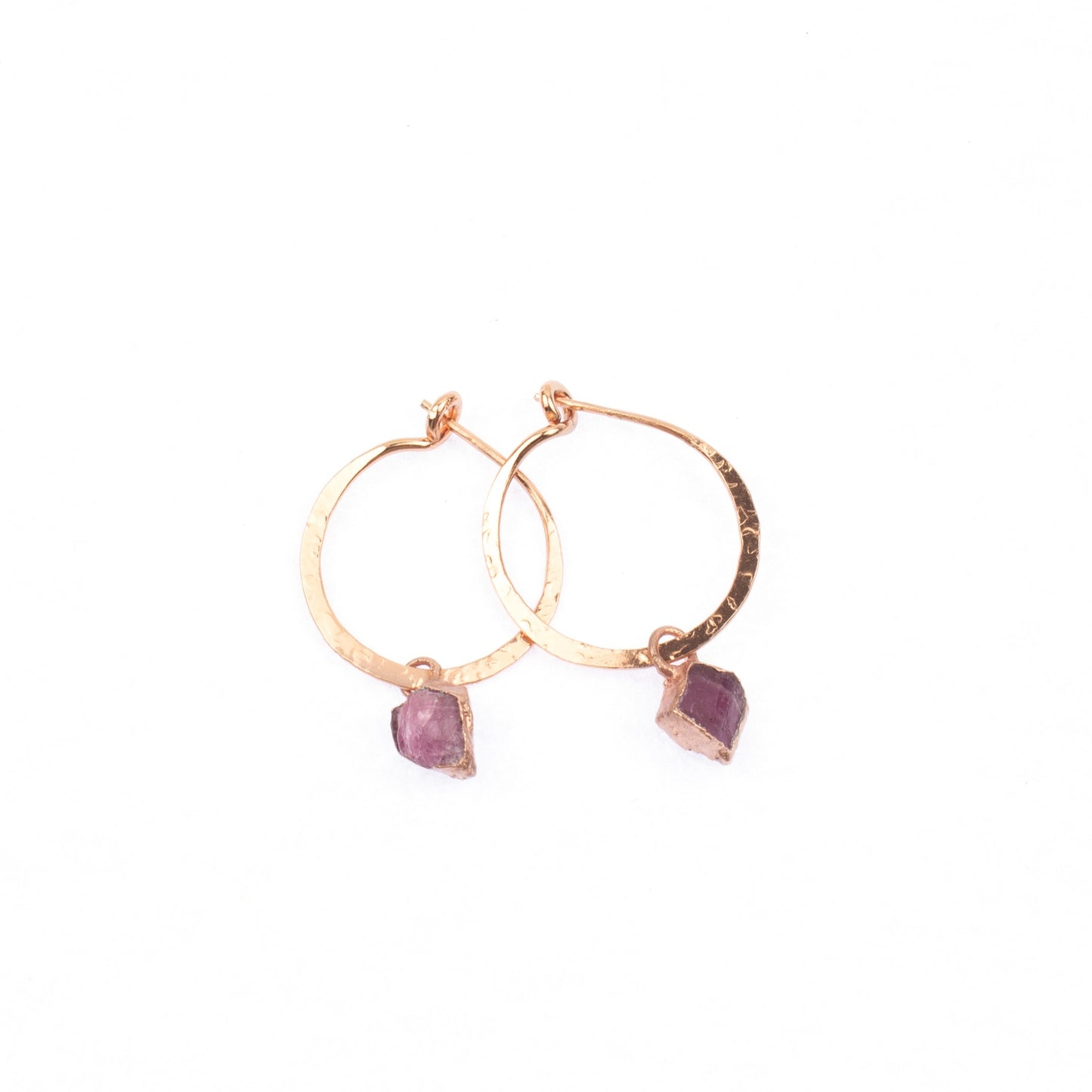 Small Pink Tourmaline Hoops