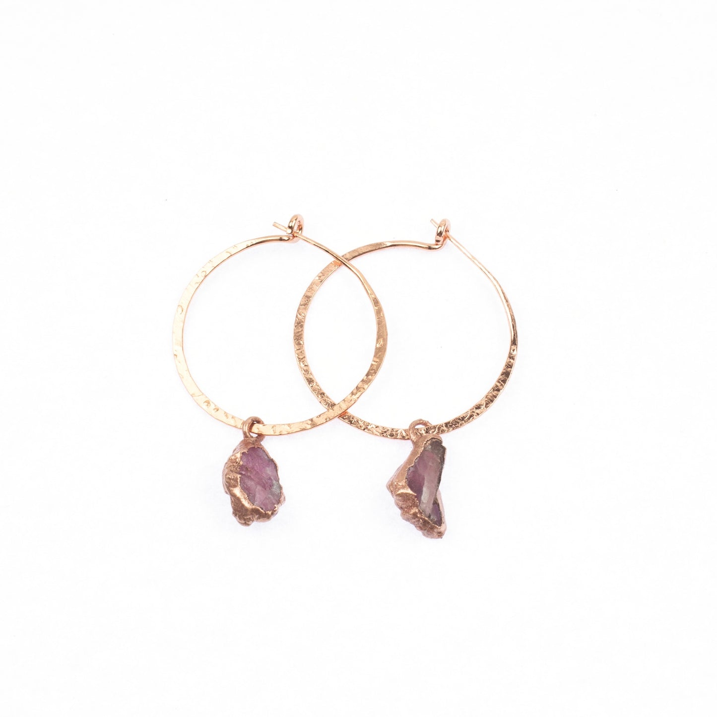 Medium Pink Tourmaline Hoops