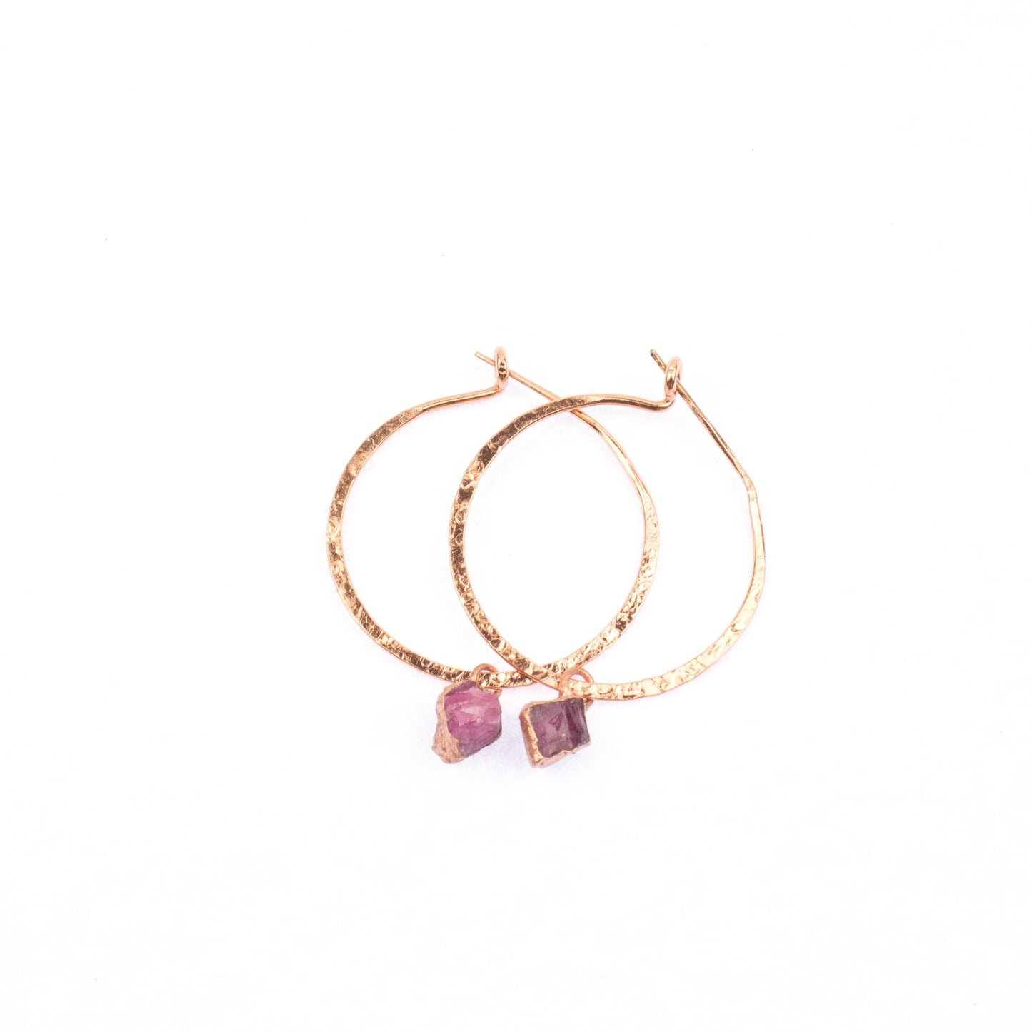 Medium Pink Tourmaline Hoops