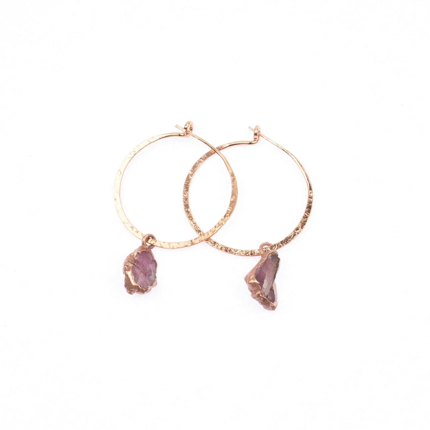 Medium Pink Tourmaline Hoops