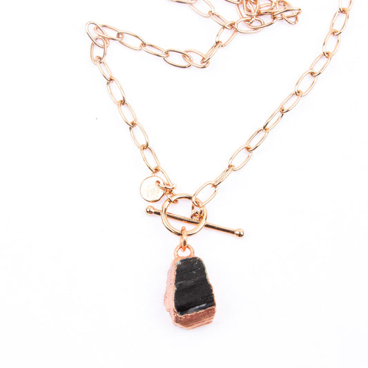Large Black Tourmaline Toggle Clasp Necklace