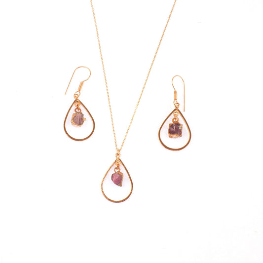 Pink Tourmaline Drop Set