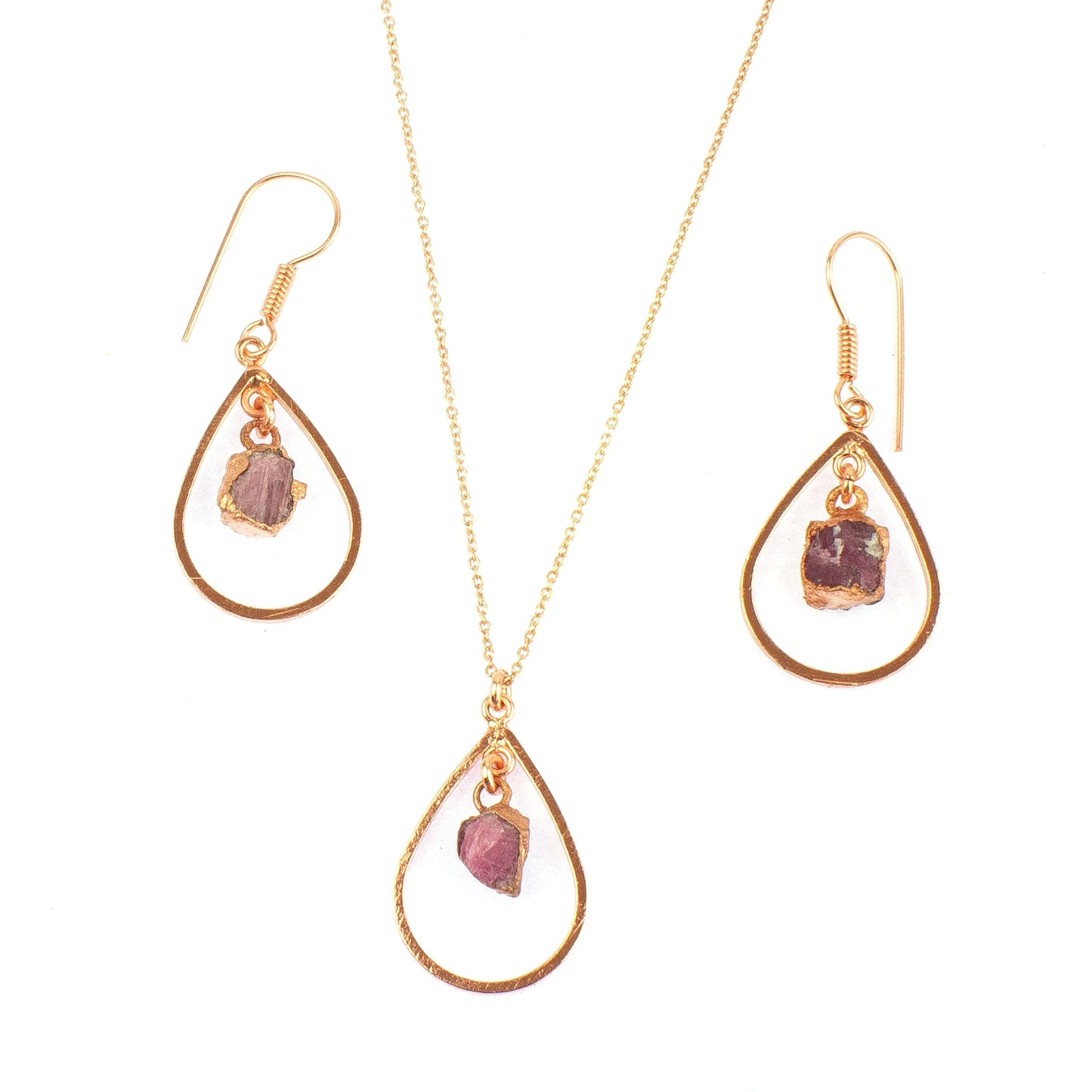 Pink Tourmaline Drop Set