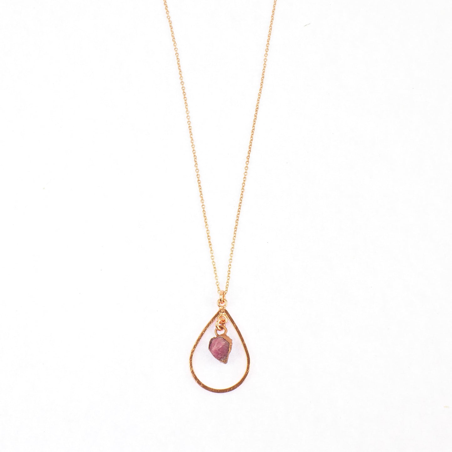 Pink Tourmaline Drop Necklace