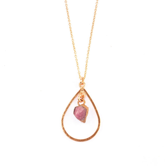 Pink Tourmaline Drop Necklace