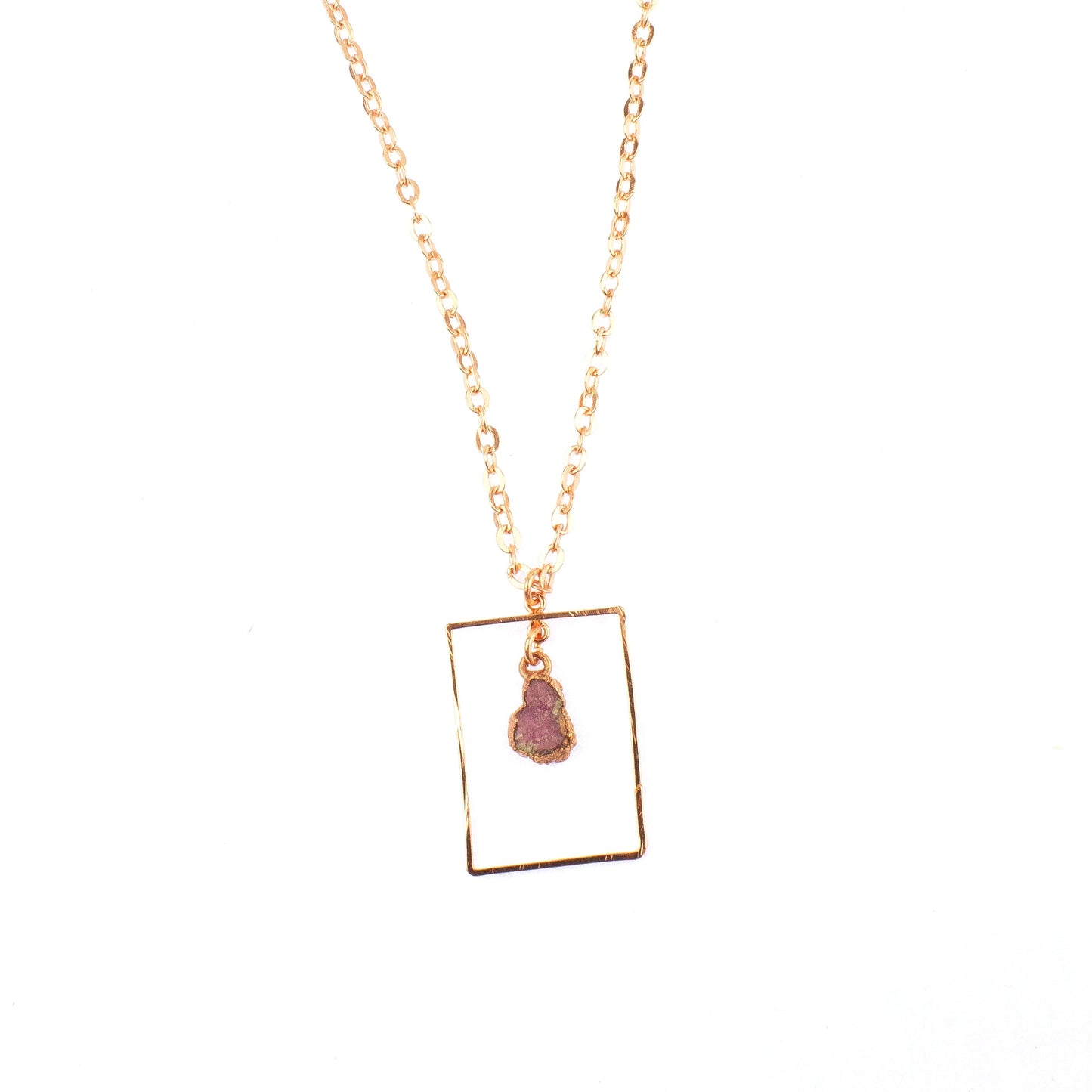 Pink Tourmaline Rectangle Necklace