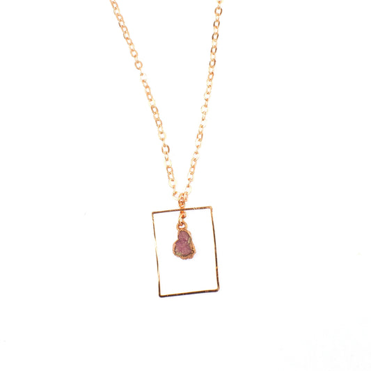 Pink Tourmaline Rectangle Necklace