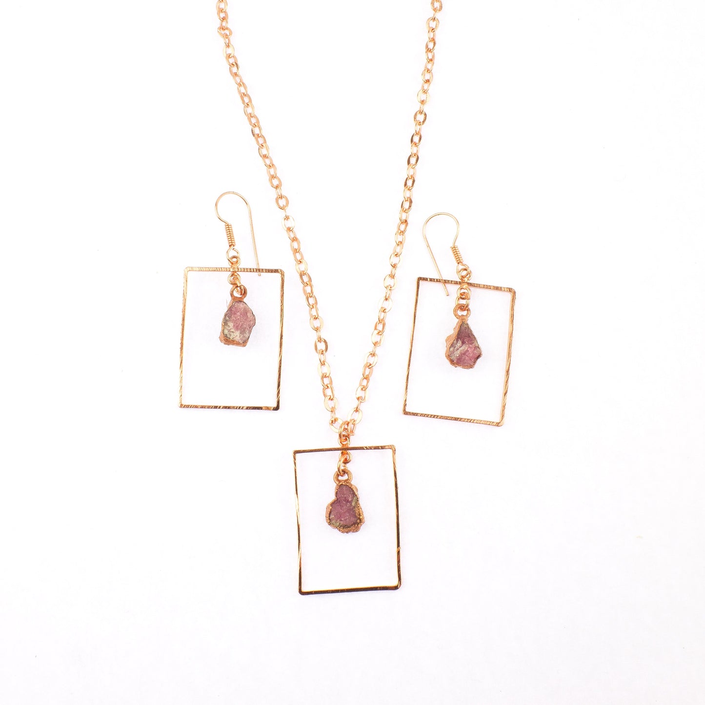 Pink Tourmaline Rectangle Set
