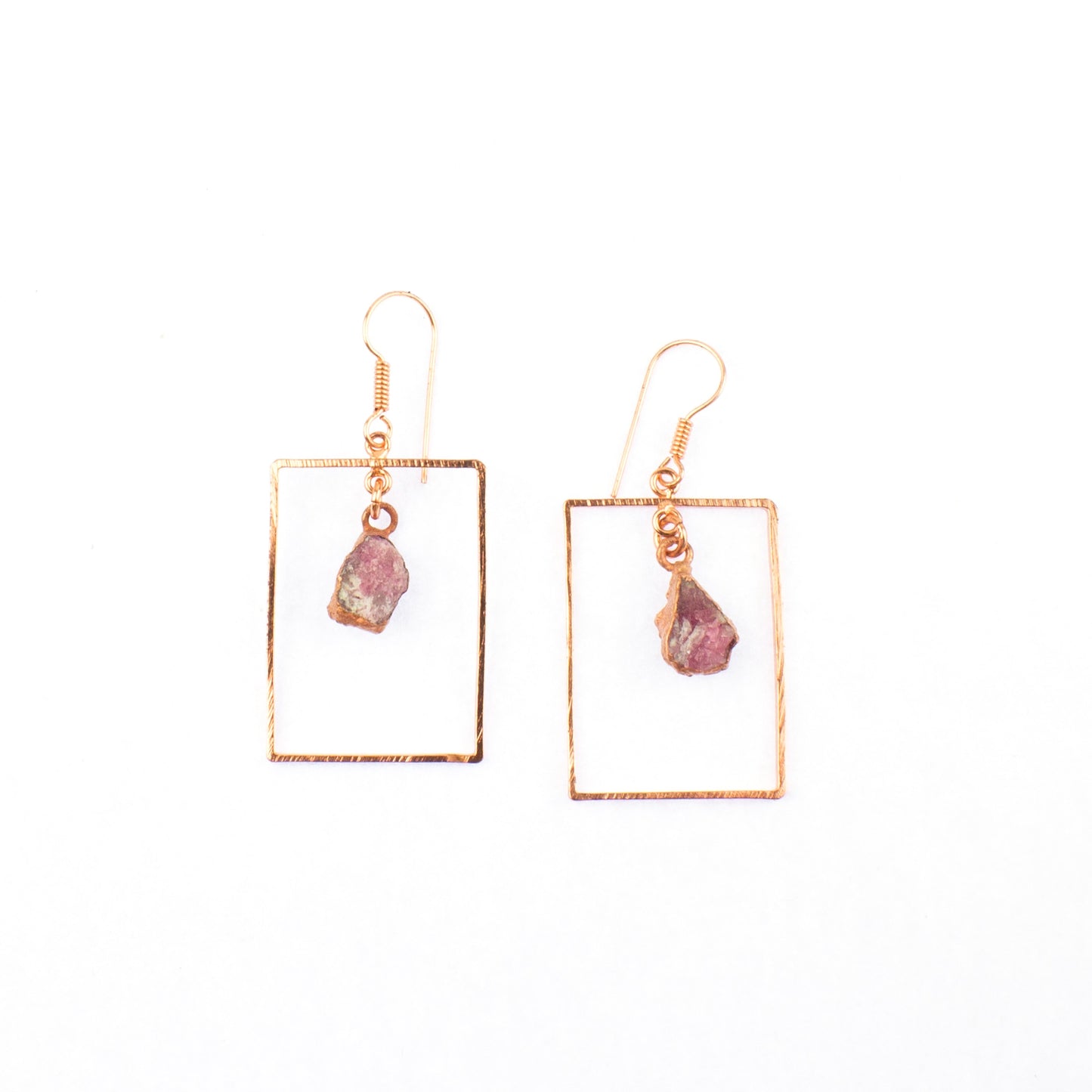 Pink Tourmaline Rectangle Earrings