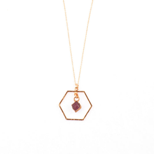 Pink Tourmaline Hexagon Necklace