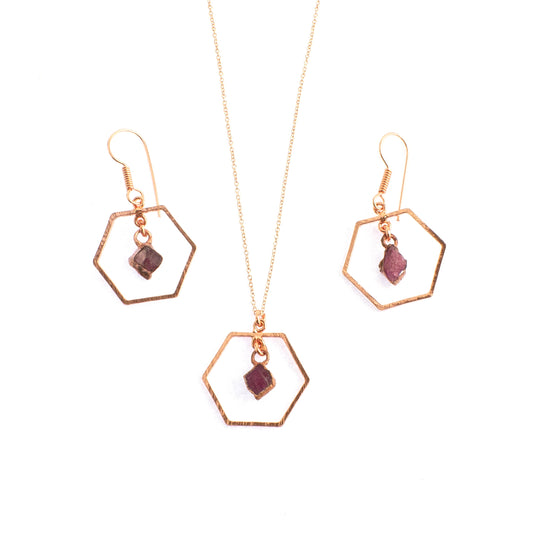 Pink Tourmaline Hexagon Set
