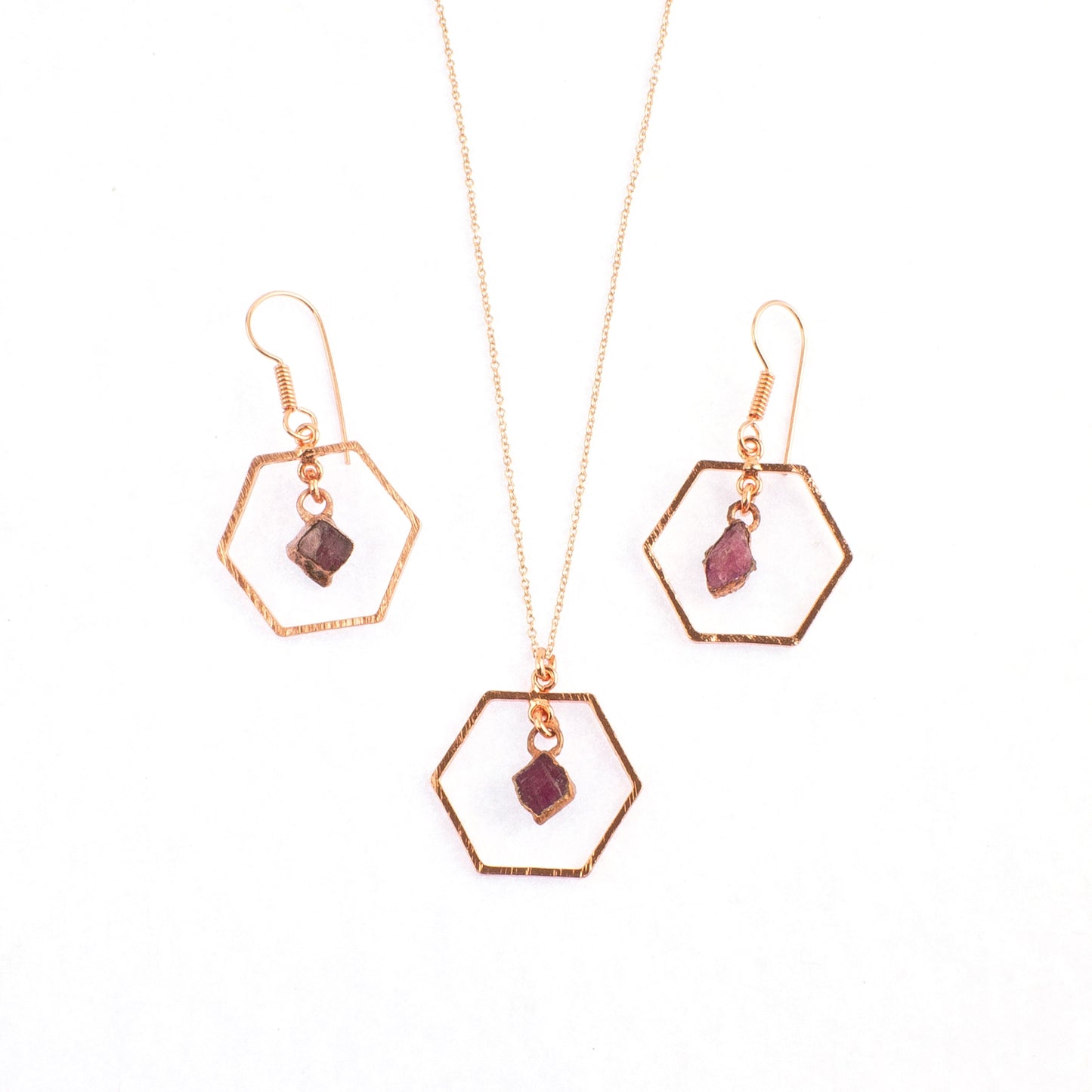 Pink Tourmaline Hexagon Set