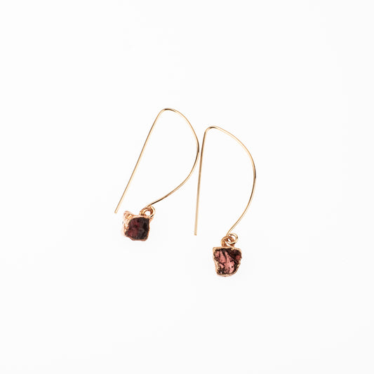 Small Red Garnet Long Dangly Earrings