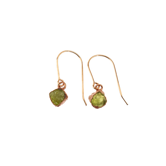 Small Green Garnet Short Dangly Earrings