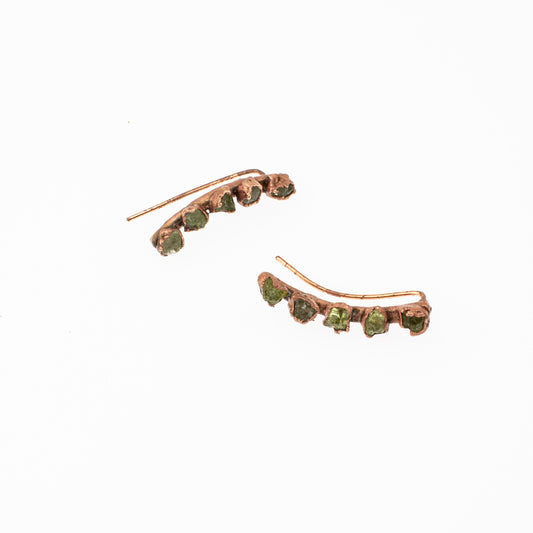 Green Garnet Ear Climber Studs