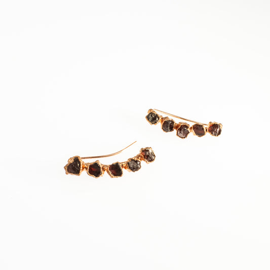 Red Garnet Ear Climber Studs