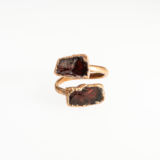 Large Open Red Garnet Ring