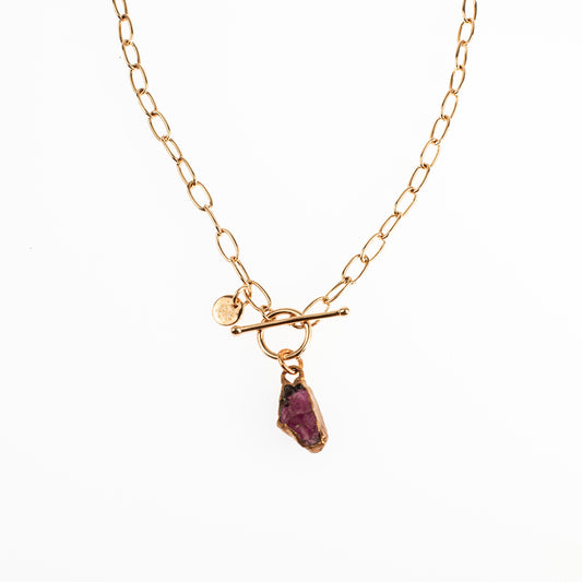 Large Red Garnet Toggle Clasp Necklace