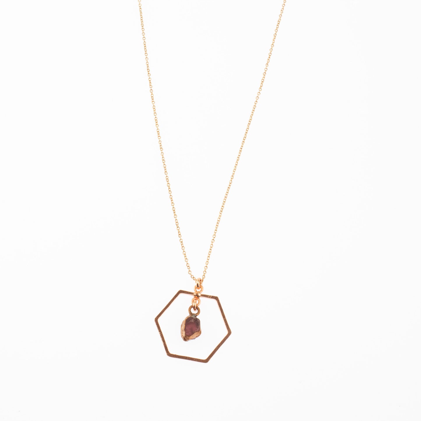 Red Garnet Hexagon Necklace