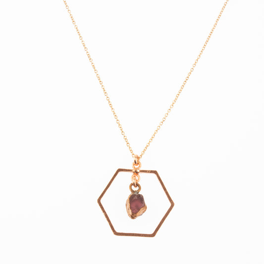 Red Garnet Hexagon Necklace
