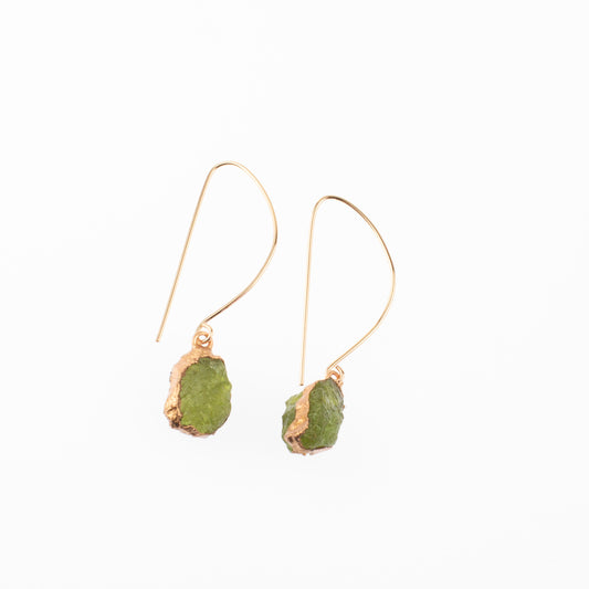 Large Green Garnet Long Dangly Earrings