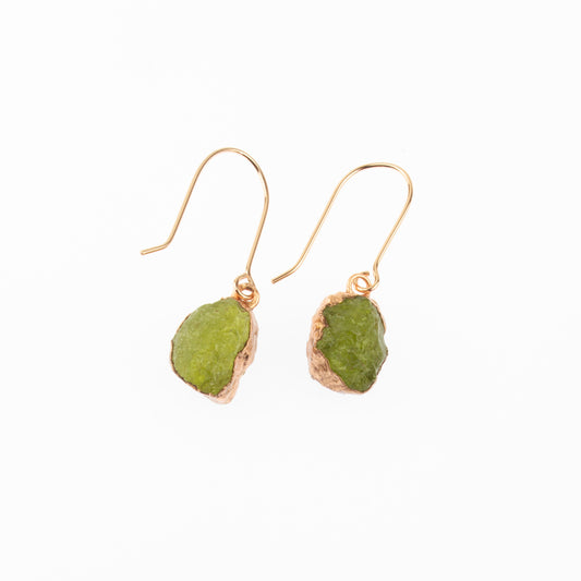 Large Green Garnet Short Dangly Earrings
