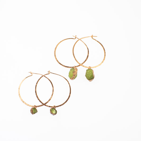 Large Green Garnet Hoops